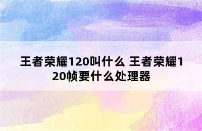 王者荣耀120叫什么 王者荣耀120帧要什么处理器